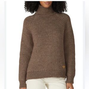 Tory Burch Turtle Neck Chunky Knit Sweater Women Size M Brown Mocha